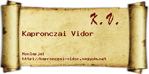 Kapronczai Vidor névjegykártya