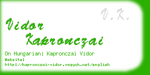 vidor kapronczai business card